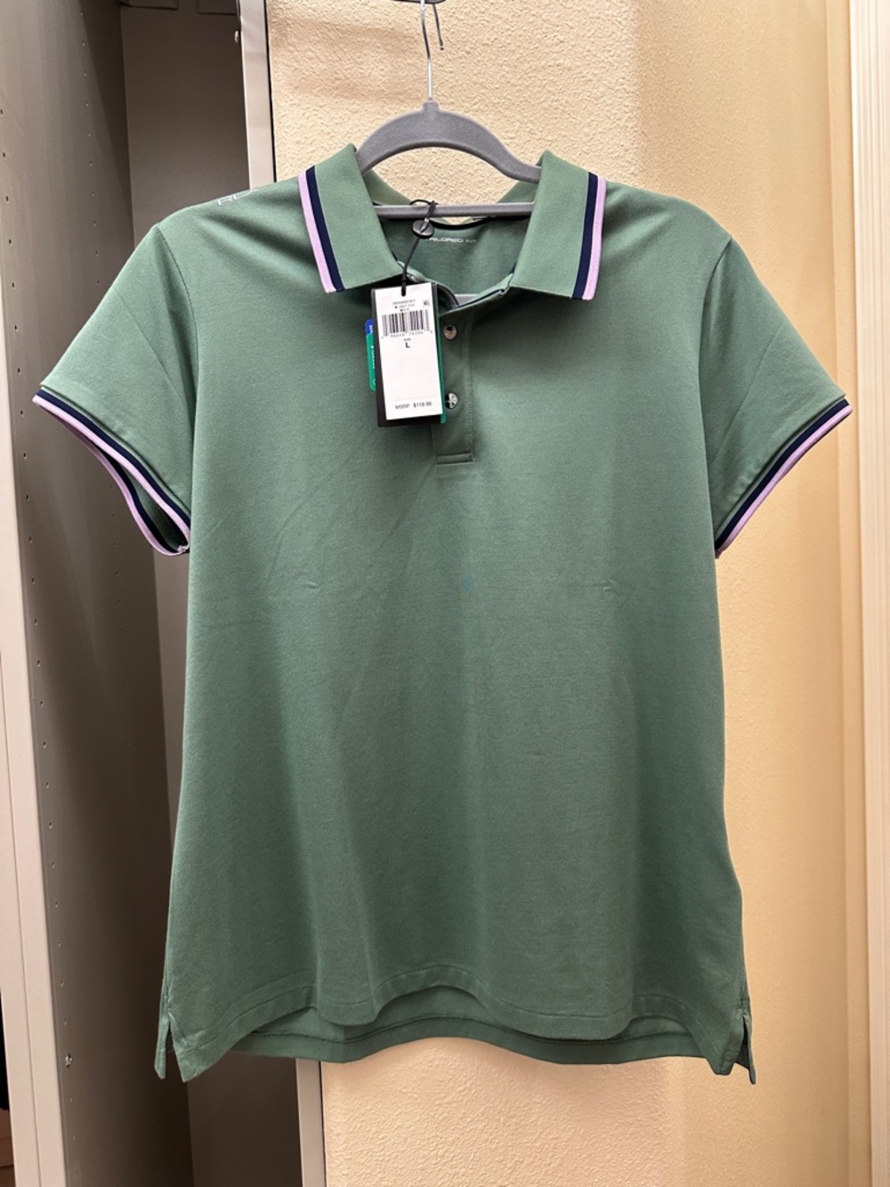 Ralph Lauren Green Polo with Purple & White Trim